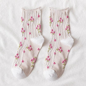 News Fashion Floral Print Women's Socks Harajuku Vintage Streetwear Crew Socks Kawaii Cute Cotton Long Sock Winter Warm Socks For Men And Women
