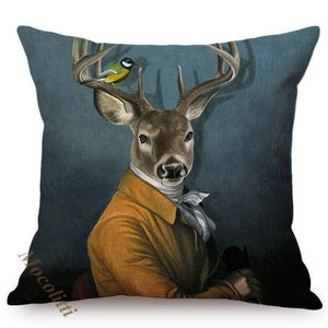 Nordic Art Posters Style Pillow Covers Decorative Cushion Cover Zebra Giraffe Elephant Horse Fashion Animal Wearing Hat Sofa Throw Pillow Case