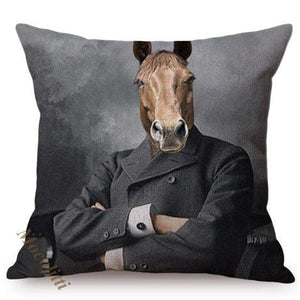 Nordic Art Posters Style Pillow Covers Decorative Cushion Cover Zebra Giraffe Elephant Horse Fashion Animal Wearing Hat Sofa Throw Pillow Case