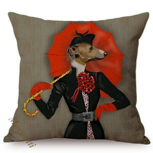 Nordic Art Posters Style Pillow Covers Decorative Cushion Cover Zebra Giraffe Elephant Horse Fashion Animal Wearing Hat Sofa Throw Pillow Case