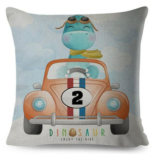Nordic Style Pillow Cover Cute Cartoon Animal Drive Dinosaur Car Polyester Cotton Cushion Cover For Sofa Home Kids Room Throw Pillow Case Cover Dinosaur Cartoon Gray Soft Pillow Case For Decorative Bedroom Livingroom Sofa Farm House Cushion Covers
