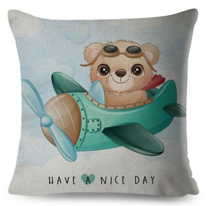 Nordic Style Pillow Cover Cute Cartoon Animal Drive Dinosaur Car Polyester Cotton Cushion Cover For Sofa Home Kids Room Throw Pillow Case Cover Dinosaur Cartoon Gray Soft Pillow Case For Decorative Bedroom Livingroom Sofa Farm House Cushion Covers
