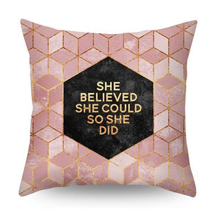 Nordic Style Pillow Covers Plant Letter Flower Geometric Sofa Cushion cover Headrest Pink Party Decorations Gift For Kids Geometric Decorative Throw Pillow Covers Square Cotton Cushion Covers Outdoor Sofa Home Pillow Covers