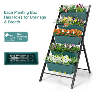 5-tier Vertical Garden Planter Box Elevated Raised Bed with 5 Container-Brown
