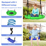 5-In-1 Outdoor Kids Swing Set with A-Shaped Metal Frame and Ground Stake