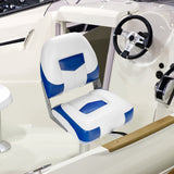 Set of 2 Folding Low Back Fishing Boat Seat with Stainless Steel Screws-Blue