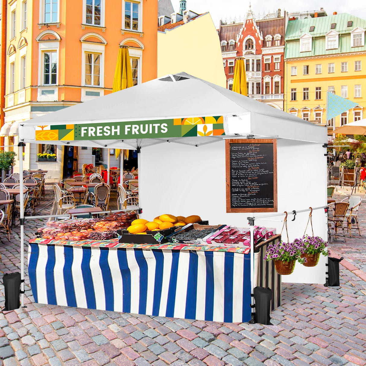 10 x 10 Feet Foldable Commercial Pop-up Canopy with Roller Bag and Banner Strip-White by DirectDeals