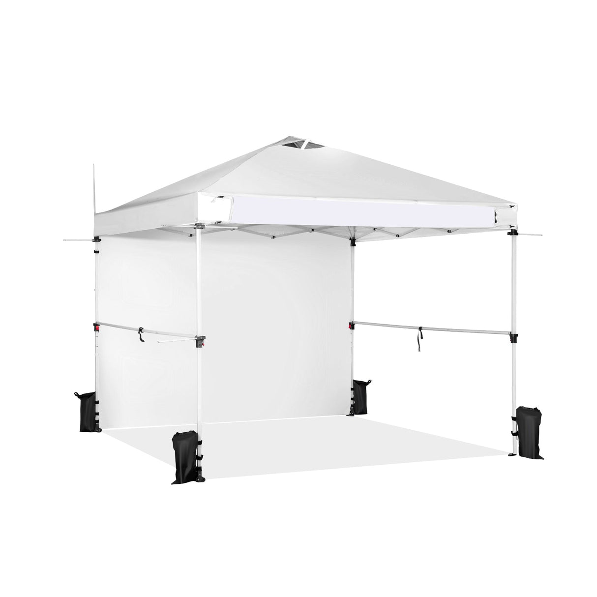 10 x 10 Feet Foldable Commercial Pop-up Canopy with Roller Bag and Banner Strip-White by DirectDeals