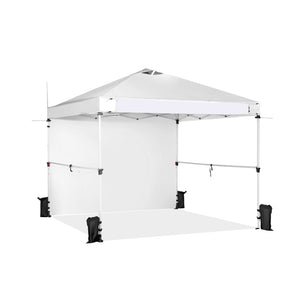 10 x 10 Feet Foldable Commercial Pop-up Canopy with Roller Bag and Banner Strip-White by DirectDeals