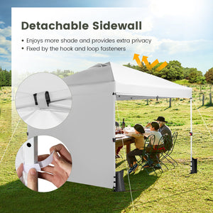 10 x 10 Feet Foldable Commercial Pop-up Canopy with Roller Bag and Banner Strip-White by DirectDeals