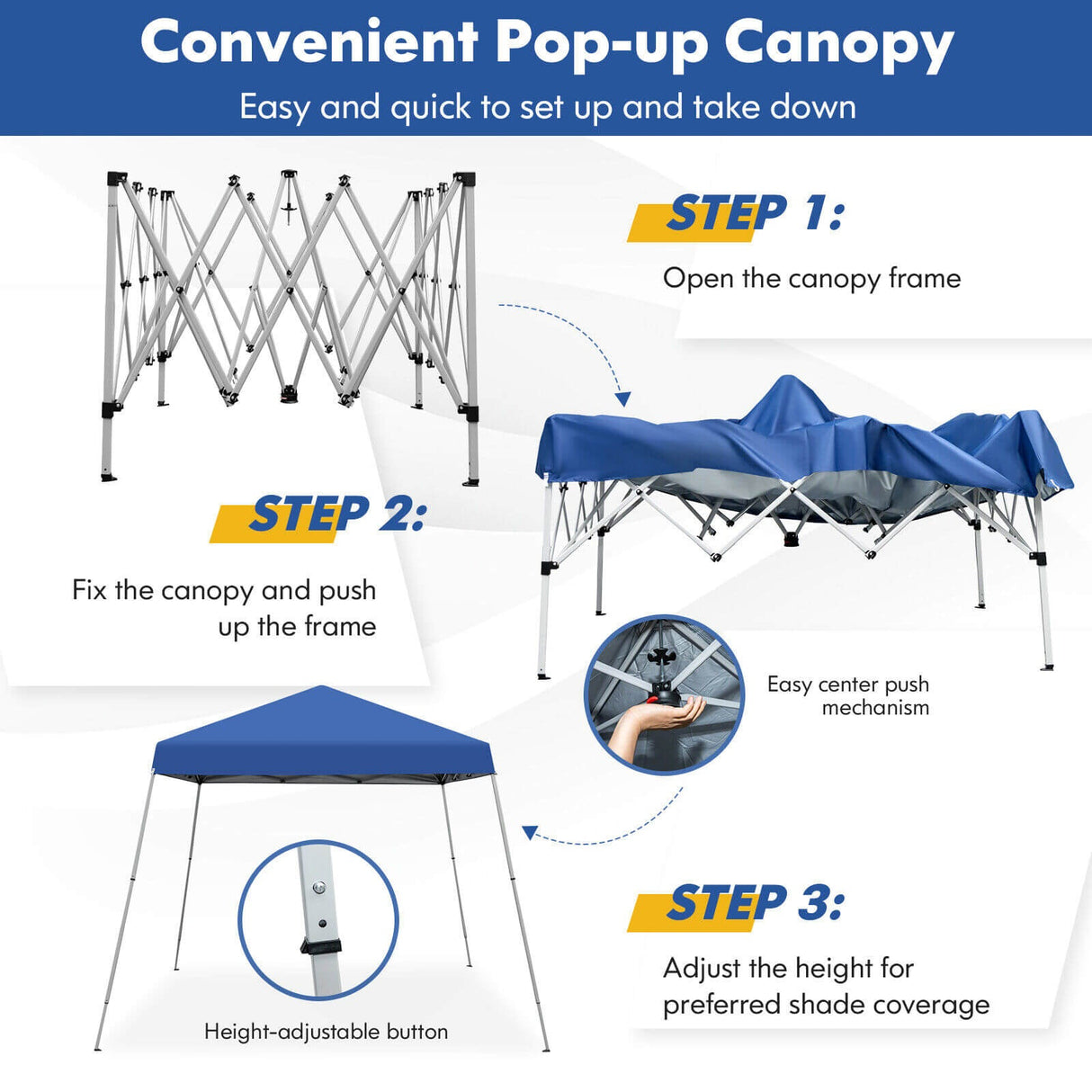 10 x 10 Feet Outdoor Instant Pop-up Canopy with Carrying Bag-Blue by DirectDeals
