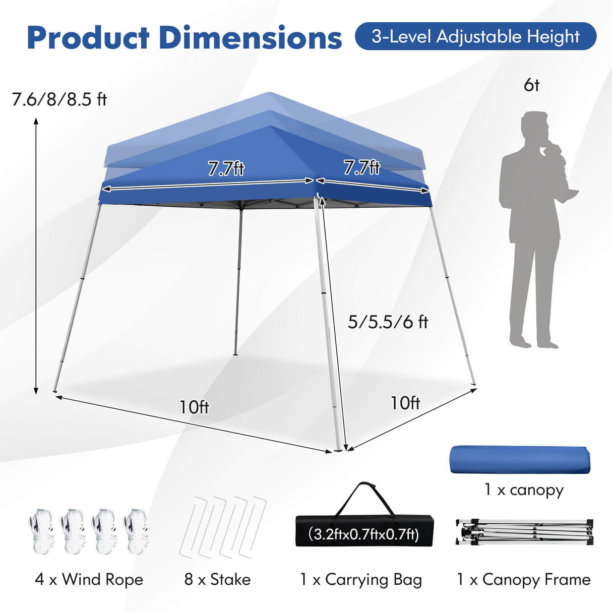 10 x 10 Feet Outdoor Instant Pop-up Canopy with Carrying Bag-Blue by DirectDeals