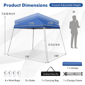 10 x 10 Feet Outdoor Instant Pop-up Canopy with Carrying Bag-Blue by DirectDeals