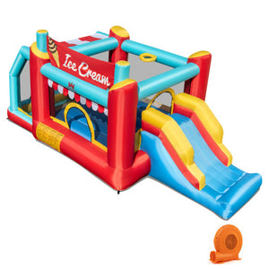 5-in-1 Ice Cream Inflatable Bounce House with Ball Pit and Slide with 520W Blower