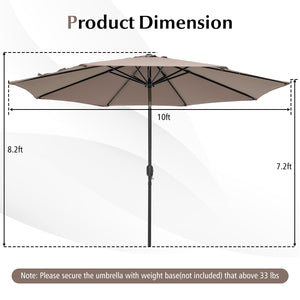 10 Feet Outdoor Patio Umbrella with Tilt Adjustment and Crank-Tan