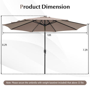 10 Feet Outdoor Patio Umbrella with Tilt Adjustment and Crank-Tan
