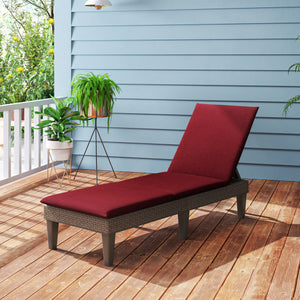 Patio Lounge Outdoor Recliner Chair with Cushion 3-Position Adjustable Backrest-Red