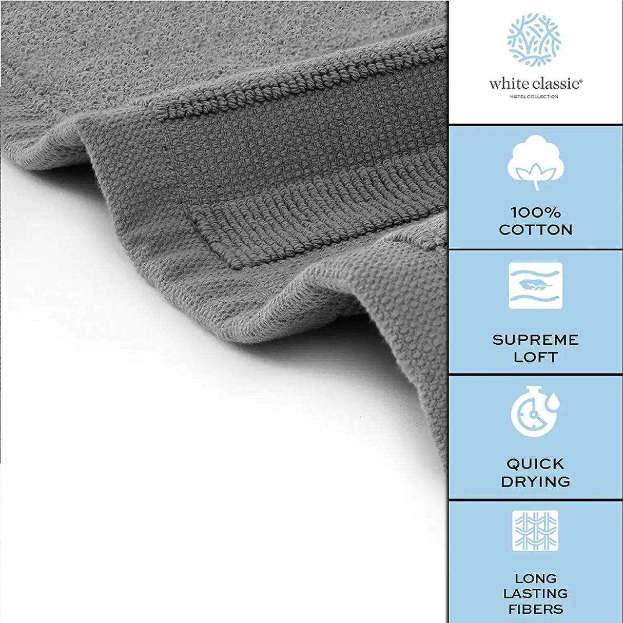 Luxury Bath Mat Floor Towel Set 22 x34 in 2 Pack Dark Gray Absorbent Cotton