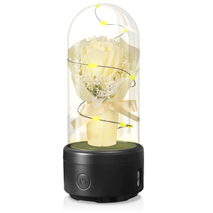 Creative 2 In 1 Bouquet LED Light And Bluetooth-compatible Speaker Mother's Day Gift Rose Luminous Night Light Ornament In Glass Cover