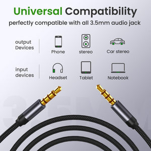 Nylon Braid 4 Poles 3.5MM Audio Aux Cable Jack For Headphone Speaker Line  Car PC Mp3 Mp4