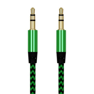 Nylon Braided 1m 3.5 mm  Aux Audio Cable Jack For Mobile Car Headphones Speakers