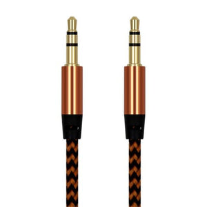 Nylon Braided 1m 3.5 mm  Aux Audio Cable Jack For Mobile Car Headphones Speakers