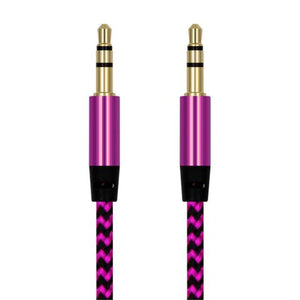 Nylon Braided 1m 3.5 mm  Aux Audio Cable Jack For Mobile Car Headphones Speakers
