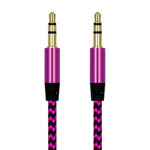 Nylon Braided 1m 3.5 mm  Aux Audio Cable Jack For Mobile Car Headphones Speakers