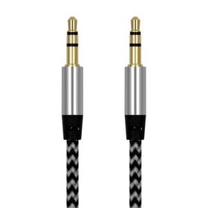 Nylon Braided 1m 3.5 mm  Aux Audio Cable Jack For Mobile Car Headphones Speakers
