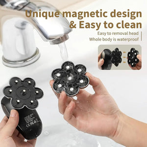 Detachable Head Shavers, SHPAVVER 5-in-1 Electric Razor IPX7 Waterproof for Bald Men, Wet/Dry LED Display Rechargeable 7D Rotary Shaver Grooming Kit with Type-C Charge (A) Brown