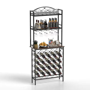 Tall Wine Holder Stand With Wine Glass Holder