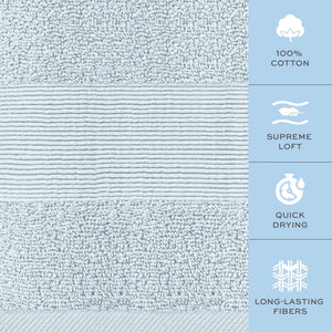 Resort Collection Soft Hand Towels 16x27 in 6 Pack Light Blue Luxury Hotel