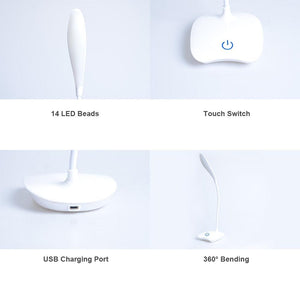 Office Desk LED Table Lamp USB Rechargeable Battery Bright Lamp Eye Care Mini Flex Room Desk Children's Lamp Bedroom Nightstand Decorative Table Lamp Cute Study Lamps for Bedroom Décor