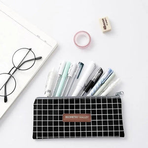 Office Simple Print Stationery Pencil Case Classic Design Pencil Pouch Simple Storage Bag