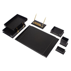 MOOG Prestige  Personalized Wooden Brown Desk Set - 8 PCS