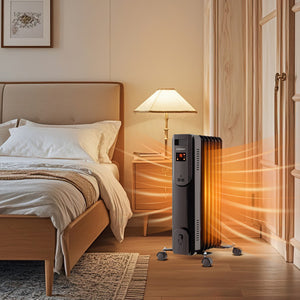 Oil Filled Radiator Heater with Adjustable Thermostat-Black