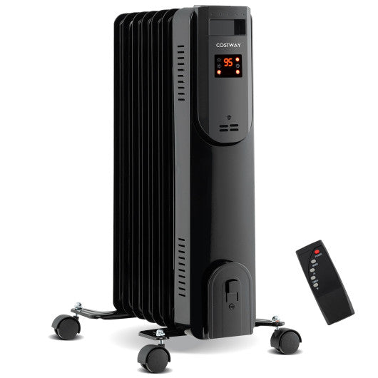 Oil Filled Radiator Heater with Adjustable Thermostat-Black