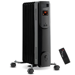 Oil Filled Radiator Heater with Adjustable Thermostat-Black