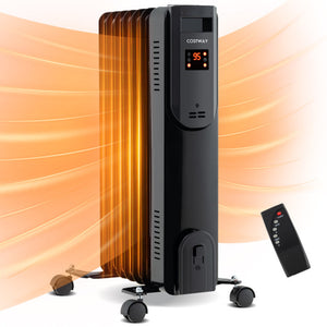 Oil Filled Radiator Heater with Adjustable Thermostat-Black