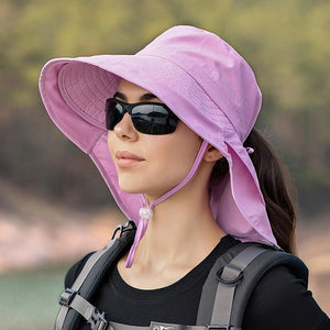One Size Women Wide Large Sun Hat Bucket Hat Summer Outdoor Fishing Hiking UV Anti Neck Protection Shawl Wide Hat UV Sun Protection Safari Unisex Cap Ladies Hat Sport Summer Hat