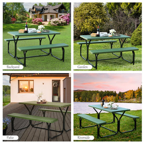 Picnic Table Bench Set for Outdoor Camping -Gray