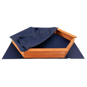 Hexagon Wooden Cedar Sand Box with Seat Boards
