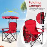 Portable Folding Beach Canopy Chair with Cup Holders-Blue