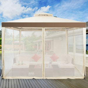 Canopy and Garden Structures Gazebo with Netting for Outdoors-Brown