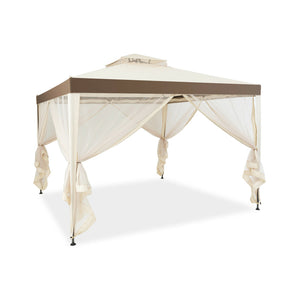 Canopy and Garden Structures Gazebo with Netting for Outdoors-Brown