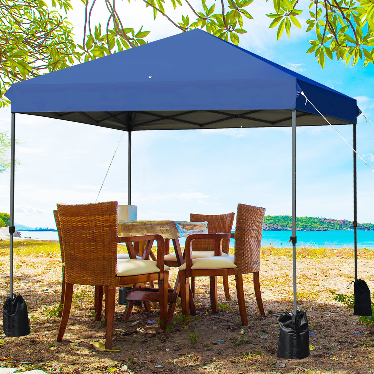 8 ™x8' Outdoor Pop up Canopy Tent  w/Roller Bag-Blue