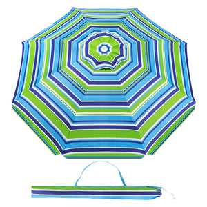 6.5 Feet Beach Umbrella with Sun Shade and Carry Bag without Weight Base-Blue