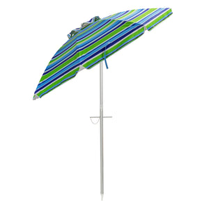 6.5 Feet Beach Umbrella with Sun Shade and Carry Bag without Weight Base-Blue