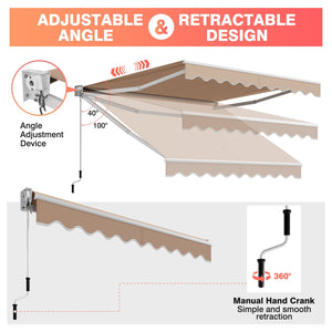 10 x 8.2 Feet Retractable Awning with Easy Opening Manual Crank Handle-Beige by DirectDeals