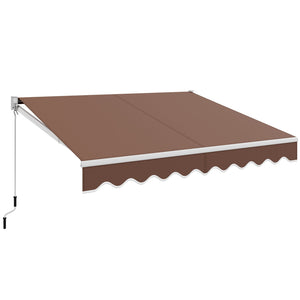 10 x 8.2 Feet Retractable Awning with Easy Opening Manual Crank Handle-Brown by DirectDeals
